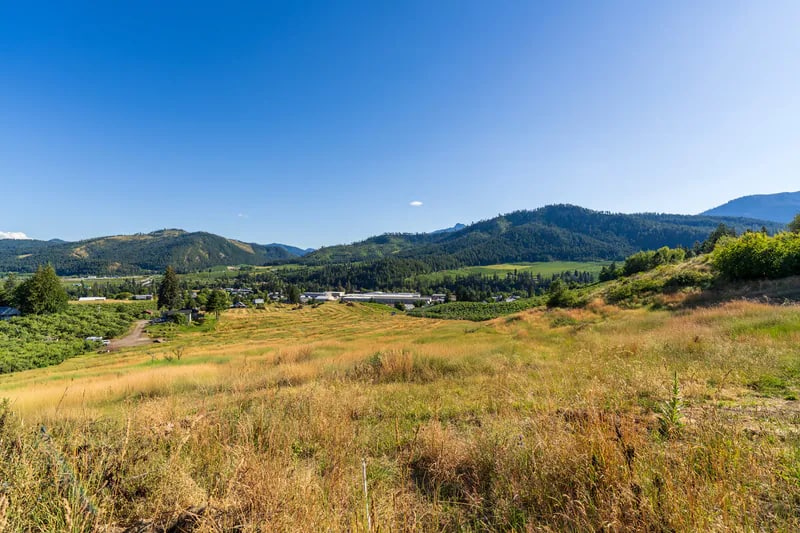 Drone view across the Wenatchee Valley and surrounding mountains
